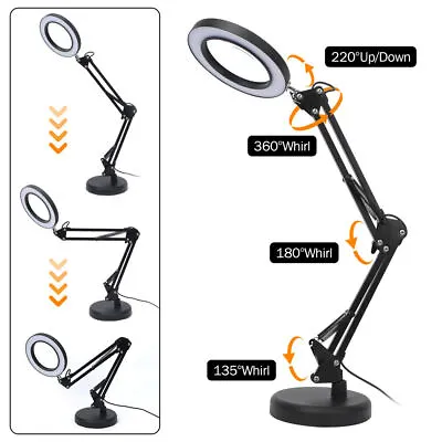 Beauty Glass With Magnifying Light Magnifier Lamp LED Lamp Desk 10X Stand UK • £15.99