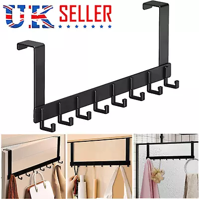 8 Hooks Over The Door Hanger Clothes Coat Jacket Rack Towel Wall Holder Storage • £7.99