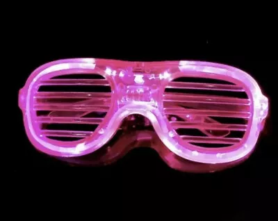 2/1x Pink LED Shutter Shades Night Party Flashing Glasses Rave UV LMFAO Light Up • £4.25