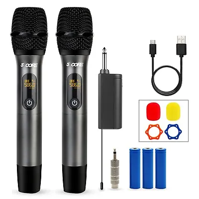 5Core UHF Wireless Microphone System Set Dual Handheld Rechargeable Karaoke • $42.88