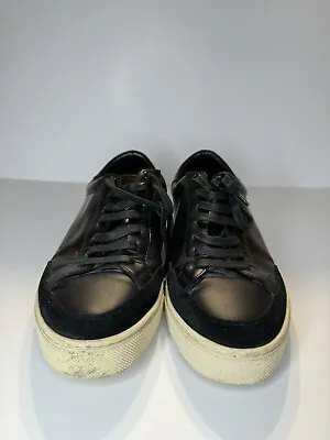 Burberry EU Sz 43 US Sz 10.5 Black Leather Suede Low Top Sneakers  • $169.95
