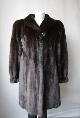 Women's Sz 10 Dark Ranch  Mink Fur Coat Jacket Stroller MINT+ • $350