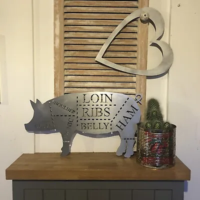 PIG Sign Steel Metal Home Kitchen Rustic Food Farmshop Farm Shop Cafe Bar Pub • £39.99