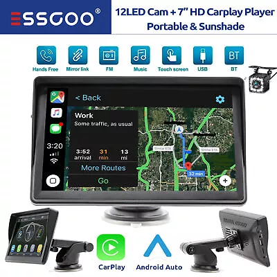 7  Portable Apple CarPlay Android Auto BT Car Stereo Radio GPS Navigation + CAM • $66.99