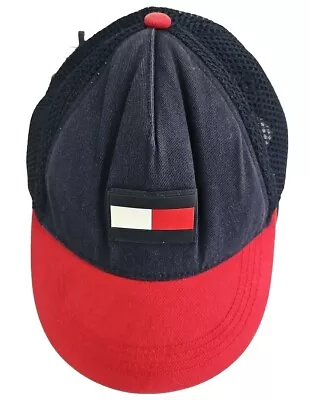 Tommy Hilfiger Trucker Logo Navy Blue And Red Adjustable Hat Size L/xl • $34.99