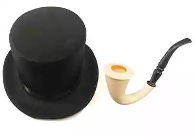 Gentleman Black Top Hat With Old Fashioned Pipe Fancy Dress Tales Of England Fun • £6.99