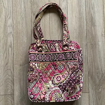 Vera Bradley Very Berry Paisley Purse Tote Handbag 11 X 14” Pockets Pink Green • $15.19