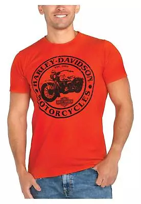 Harley-Davidson Men's Guest Ride Crew-Neck Short Sleeve Cotton T-Shirt - Orange • $24.95