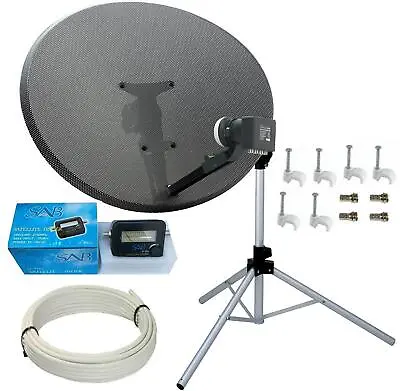 £58.99 • Buy 80cm Zone 2 Satellite Dish Quad Tripod Finder & 5m White RG6 Coax For Sky+ HD
