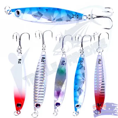 $13.95 • Buy 5x 21g Fishing Lures Metal Slice Micro Jig Bait Spoon Tackle Salmon Mackerel GT