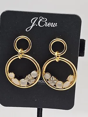 J.Crew Hoop Earrings White Multicolor Semi Precious Goldplated Signed Mom New • $29.97