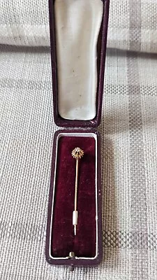 Antique Vintage 15ct Gold Diamond Stick Pin. Approx 0.1carat 1.7grams 5cm. Boxed • £79.99