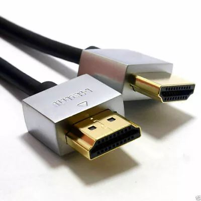 Ultra Slim HDMI Lead For Laptop To TV Cable High Quality Metal Ends/Gold Plated • £6.53
