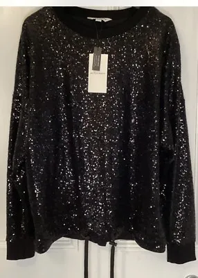 Marks And Spencer Autograph Sequin Long Sleeve Black Blouson Size 24 Bnwt • £36