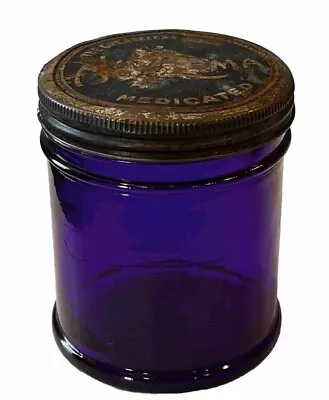 Vintage Noxema Medicated Cobalt Blue Glass Jar With Lid Large 20oz Jar No Chips • $21.25