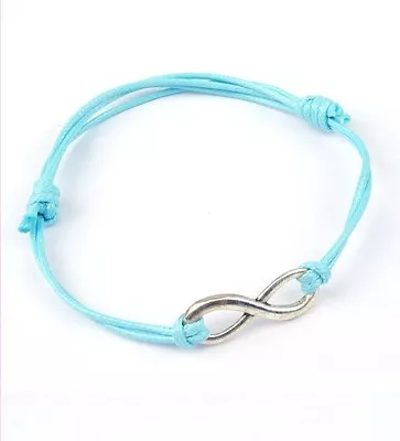 Antique Silver INFINITY Colored Cotton Waxed Cord Friendship Love Wish Bracelet • £1.99