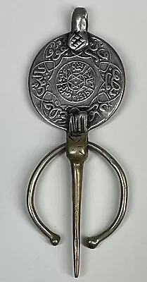 Antique Tribal Moroccan Abdul Aziz 1315 Coin Fibula Kilt Pin Brooch - Old Silver • $129