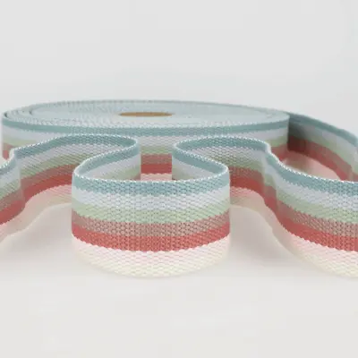 Striped Rainbow Webbing Belt Bag Strapping 40 Mm. Heavyweight. By The Metre. • £2.99