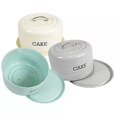 Retro Vintage Cake Storage Tin Holder Plate Stand Store Dome Kitchen Worktop • £33