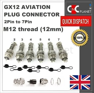 £3.95 • Buy GX12 Aviation Plug 2 3 4 5 6 7 Pin 12mm Metal Male Female Panel Cable Connector
