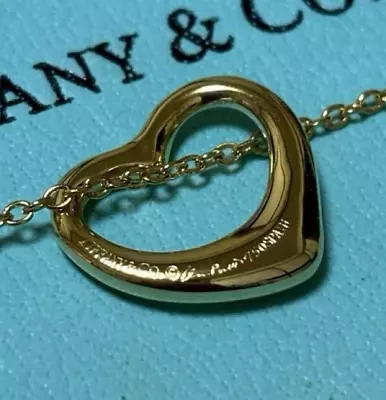 Tiffany & Co. Necklace Open Heart Elsa Peretti 750 K18 Yellow Gold W/ Box [Exc.] • $341.99