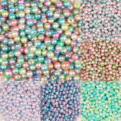 £1.45 • Buy ❤ Ombre ACRYLIC ROUND PEARLY 4mm - 10mm Jewellery Making Spacer Beads  ❤