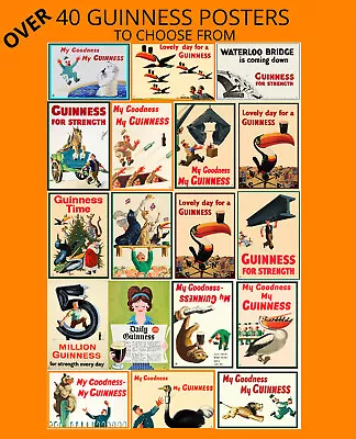 Vintage GUINNESS Poster Toucan Alcohol Beer Drink Funny Advert A3 A4 FRAMED OPT • £5.99