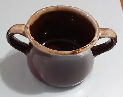 Vintage McCoy Brown Drip Glaze Pottery Two Handled Soup Mug Stoneware • $12.50