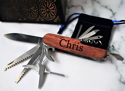 Personalized 11 In 1 Multi-Tool Wood Swiss Tool Groomsmen Gifts Gift For Him • $9.99