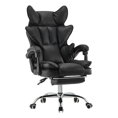 Black Gaming Racing Chair Office Chair Adjustable Swivel Footrest Seat With Wing • £79.99