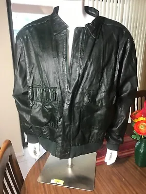 Marco Morani Men's BOMBER JACKET Size XL GENUINE LEATHER BLACK • $34.95