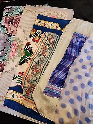 Lot Of 7 Beautiful Vintage Scarves Variety Designs & Shapes • $15