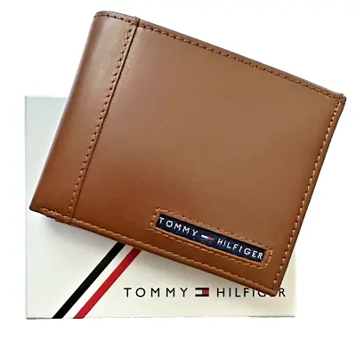 £23.99 • Buy Tommy Hilfiger Men's RFID Protected Tan Leather Passcase Wallet With Box