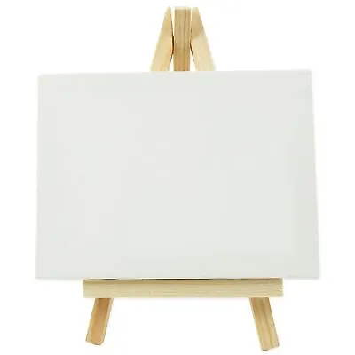 Canvas & Easel Mini 12cm X 16cm Artwork Painting Board Panel With Wooden Stand • £6.29