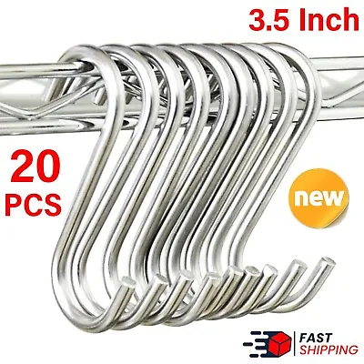 20Pcs Heavy Duty Stainless S Shaped Hooks Hanging Hangers Pan Pot Holder Rack • $9.95