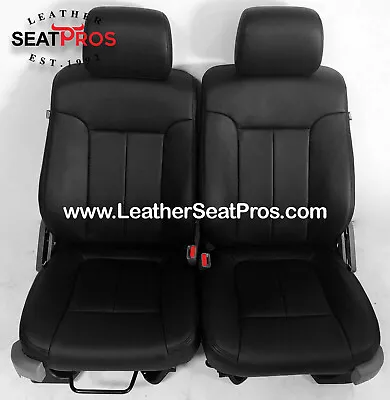 Leather Seat Covers 13-14 Ford F-150 SuperCrew XLT Black Crew Cab Katzkin • $1195