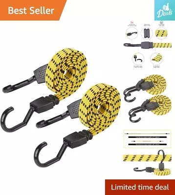 Heavy-Duty 48  Black/Yellow Flat Bungee Cord - 2pk - Ultra Strong And Versatile • $10.44