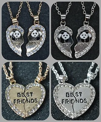 £5.04 • Buy Best Friends Pendant Necklace Friendship Half Heart Shape BFF Chain Gift Panda