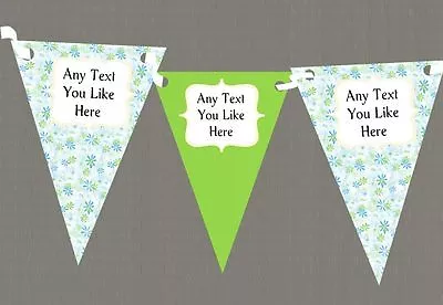 Blue And Green Personalised Shabby Chic Garden Tea Party Bunting • £6.79