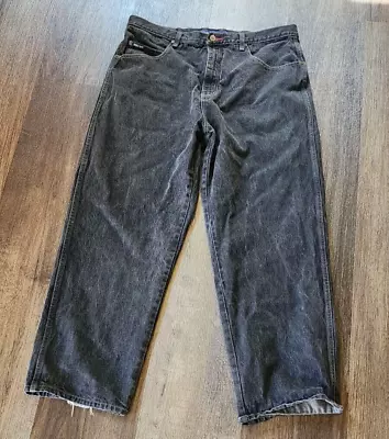 Vintage Source Jeans Men’s 40x32 Black Wash Baggy Wide Leg Denim Skater • $30