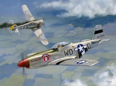 Wwii Military Aviation Art Print P-51 Mustang Canvas Print • $75