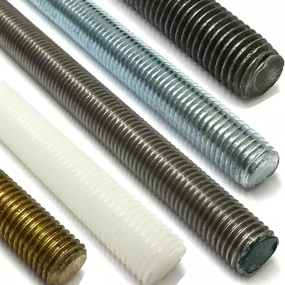 £12.99 • Buy 1m, THREADED RODS BAR STAINLESS STEEL HIGH TENSILE BRASS NYLON ZINC SELF COLOUR