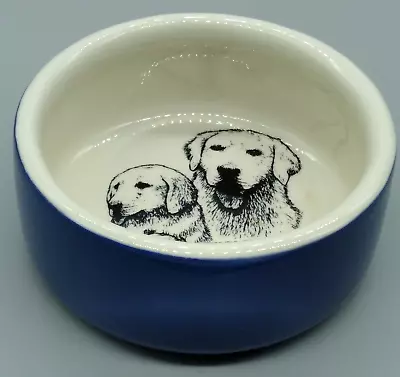 Mason Cash England Stoneware Medium Dog Bowl Blue/White Dog & Pup • $15