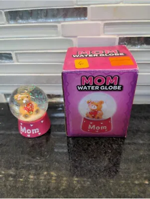 Mom Mini Water Snow Globe Glitter Teddy Bear Mother's Day 2.5 Inches Tiny • $9.99