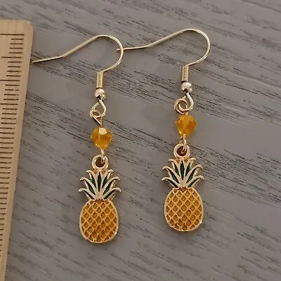 Troppo Pineapple Earrings Dangle Hooks Gold Fruit Salad AUS Free Postage • $6.50