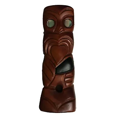 VINTAGE Moana Maori Wood Carving Teko Teko Rotorua New Zealand Carved Pearl Eyes • $20