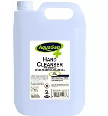 Hand Cleaner 5L Anti Bacterial Cleanser Gel 65% Alcohol Antimicrobial Sanitiser • £9.99