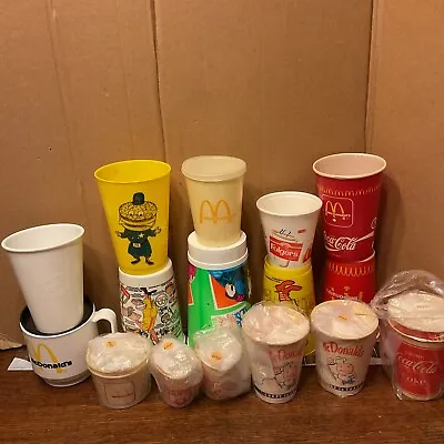 Vintage Lot Of 16 McDonalds Plastic Cups/Mugs 1970's 80's 90's • $19