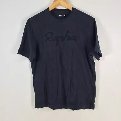 Rapha Cycling Mens T Shirt Size M Black Short Sleeve Crew Neck Cotton 075465 • $49.95