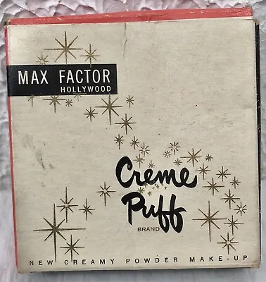 Vintage Max Factor Creme Puff Creamy Powder Make Up BOX ONLY C. 1950’s • $26.66